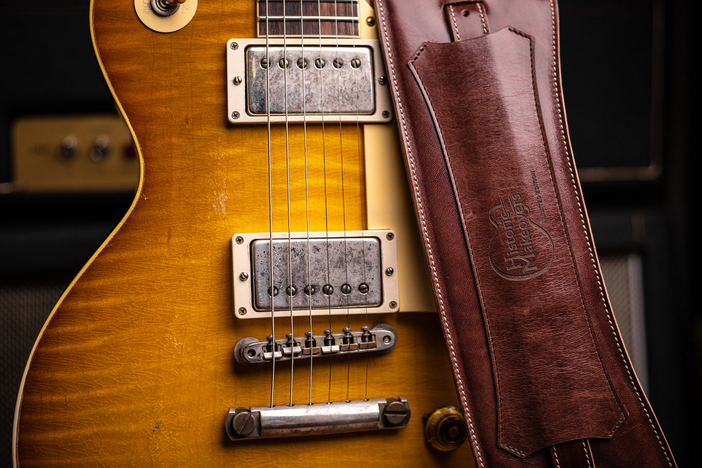 Historic Makeovers X Blue Bell Guitar Straps Limited Edition Leather Guitar Strap with Pad