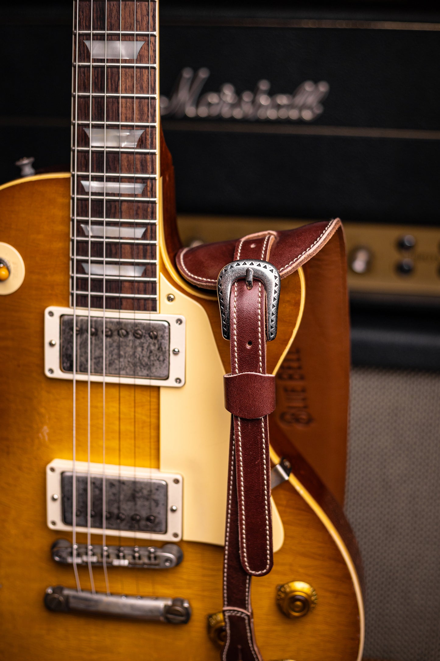 Historic Makeovers X Blue Bell Guitar Straps Limited Edition Leather Guitar Strap with Pad