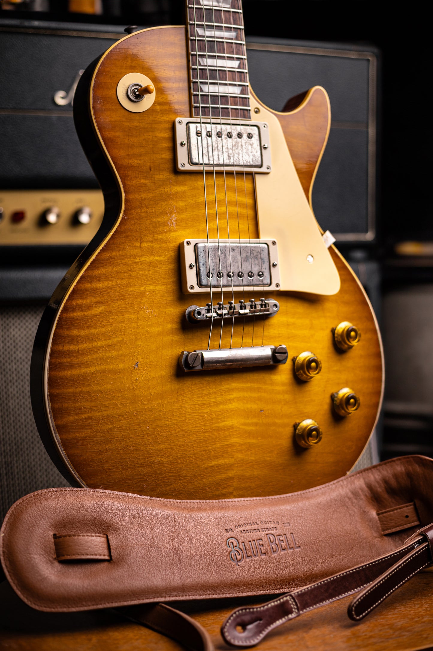 Historic Makeovers X Blue Bell Guitar Straps Limited Edition Leather Guitar Strap with Pad