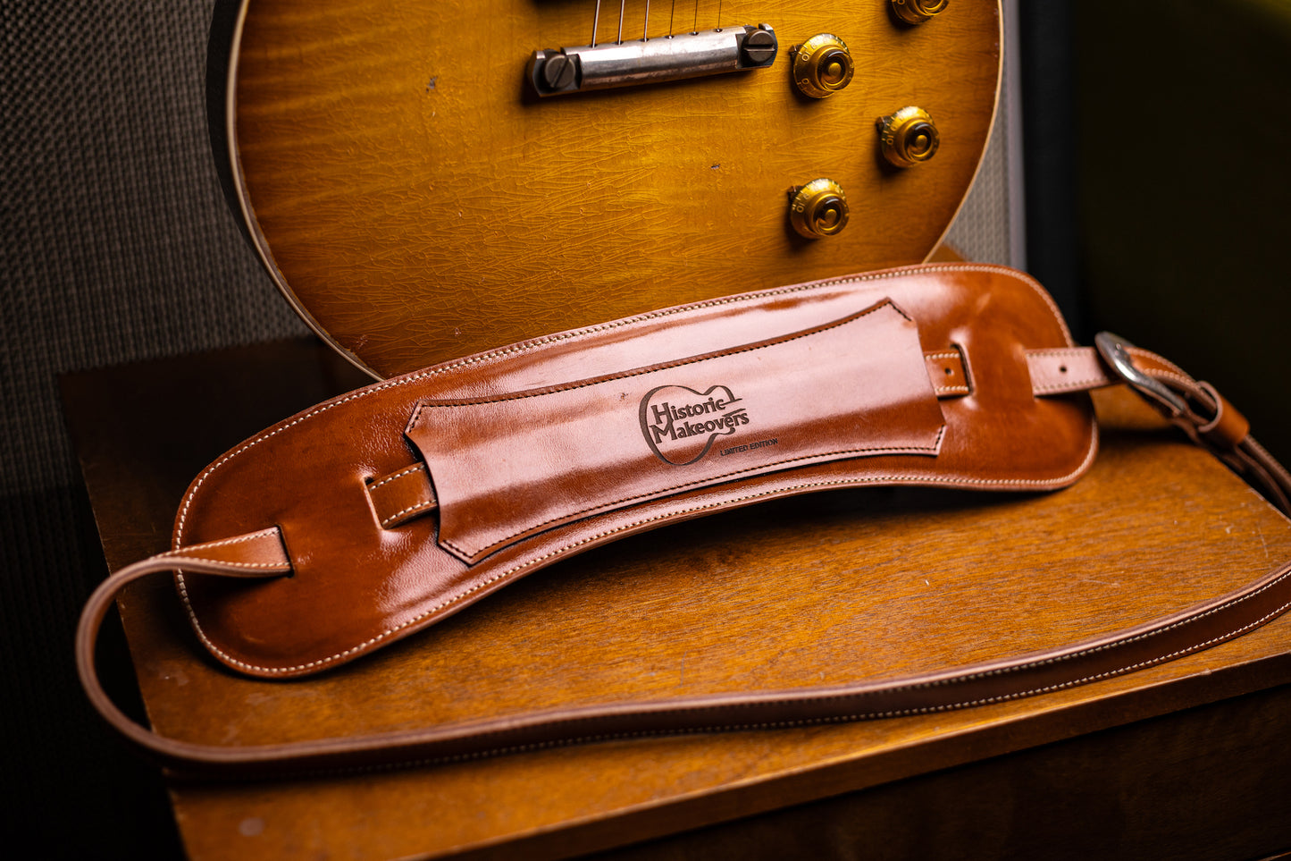 Historic Makeovers X Blue Bell Guitar Straps Limited Edition Leather Guitar Strap with Pad