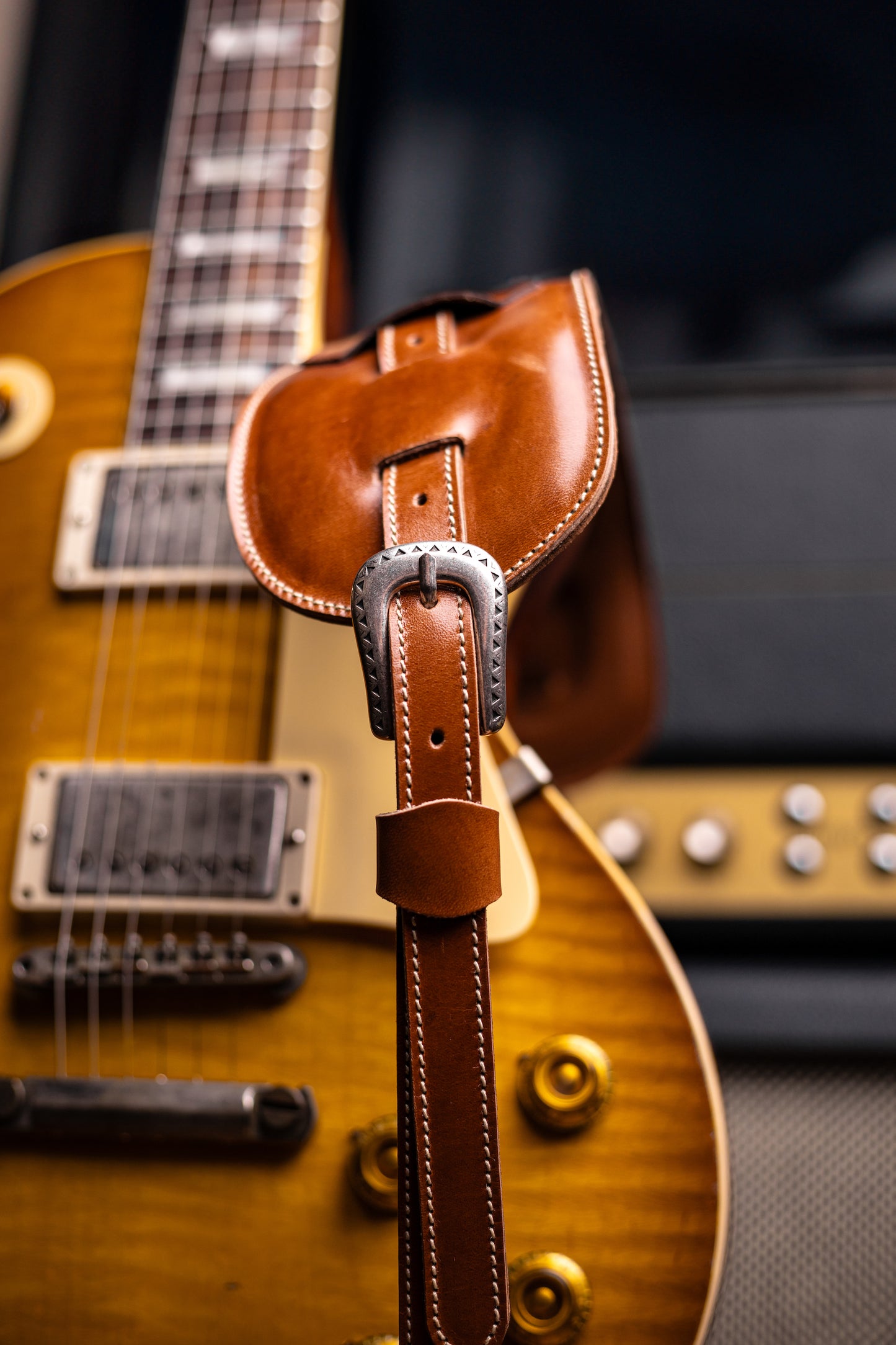 Historic Makeovers X Blue Bell Guitar Straps Limited Edition Leather Guitar Strap with Pad