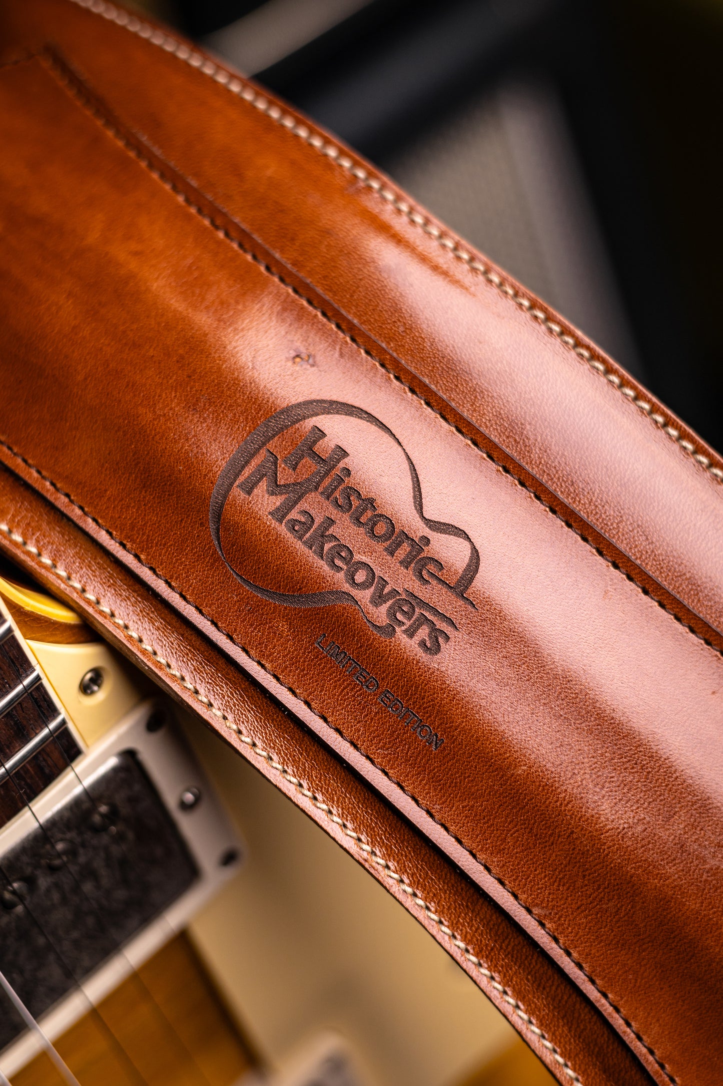 Historic Makeovers X Blue Bell Guitar Straps Limited Edition Leather Guitar Strap with Pad