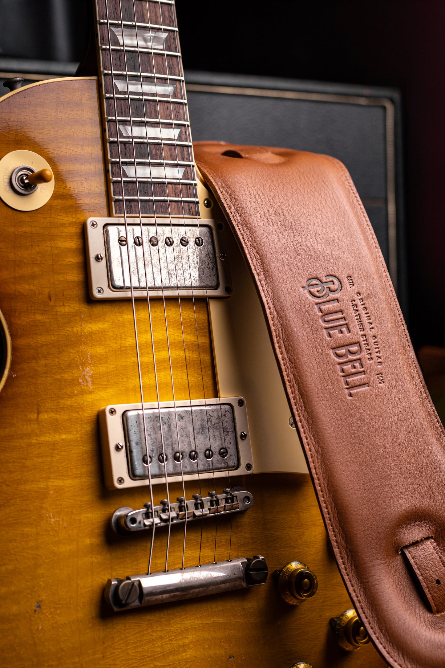 Historic Makeovers X Blue Bell Guitar Straps Limited Edition Leather Guitar Strap with Pad