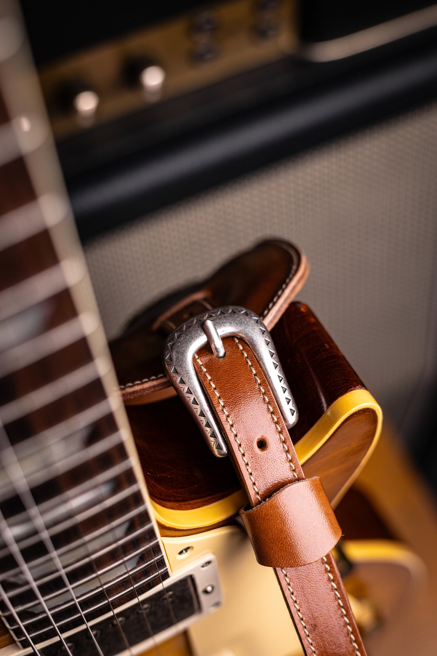 Historic Makeovers X Blue Bell Guitar Straps Limited Edition Leather Guitar Strap with Pad