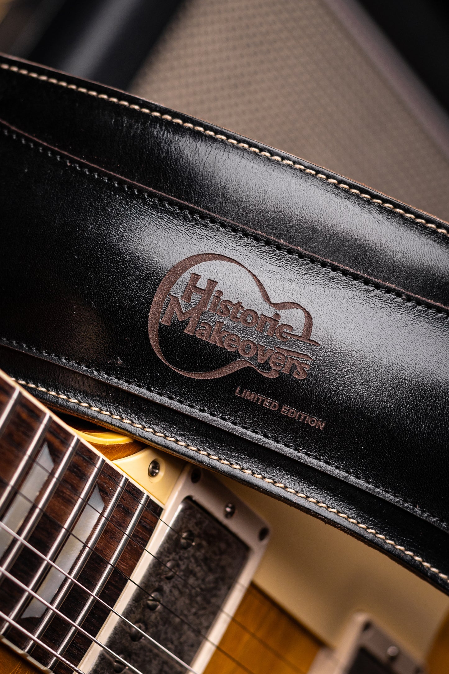 Historic Makeovers X Blue Bell Guitar Straps Limited Edition Leather Guitar Strap with Pad