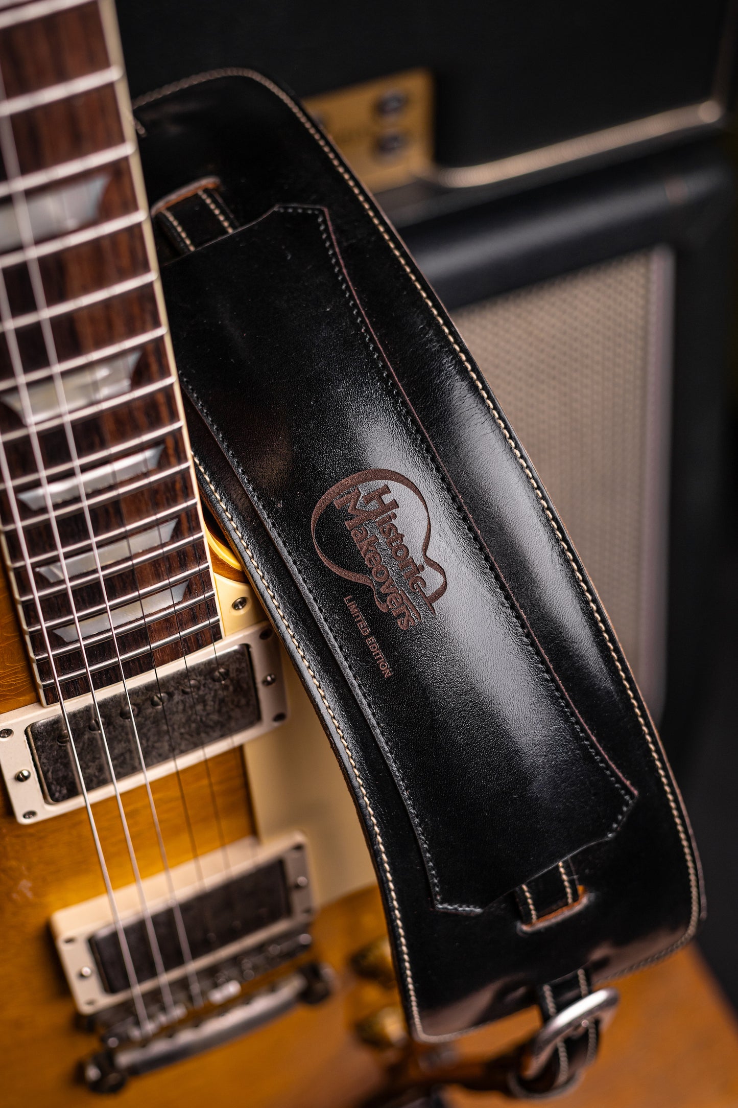 Historic Makeovers X Blue Bell Guitar Straps Limited Edition Leather Guitar Strap with Pad