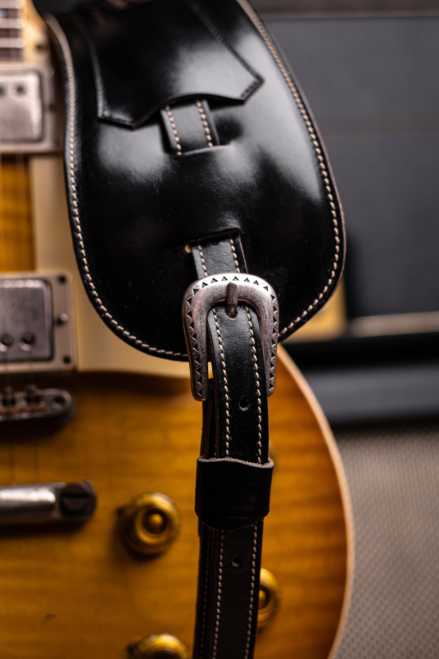 Historic Makeovers X Blue Bell Guitar Straps Limited Edition Leather Guitar Strap with Pad