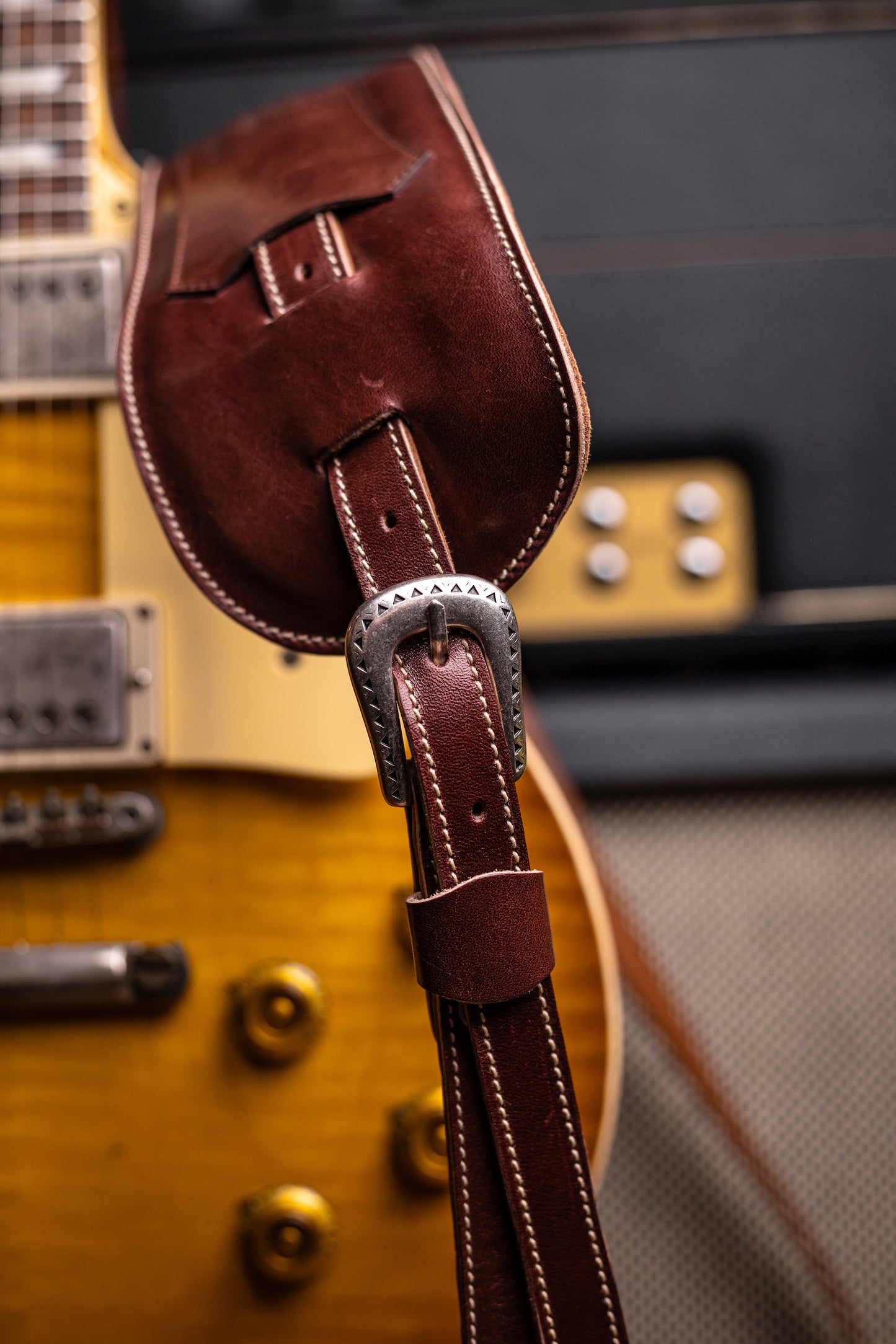 Historic Makeovers X Blue Bell Guitar Straps Limited Edition Leather Guitar Strap with Pad